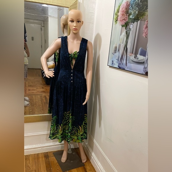 Free people Hot Hoose dress Tropical Green and Blue Sleeveless size 4 - Picture 9 of 15